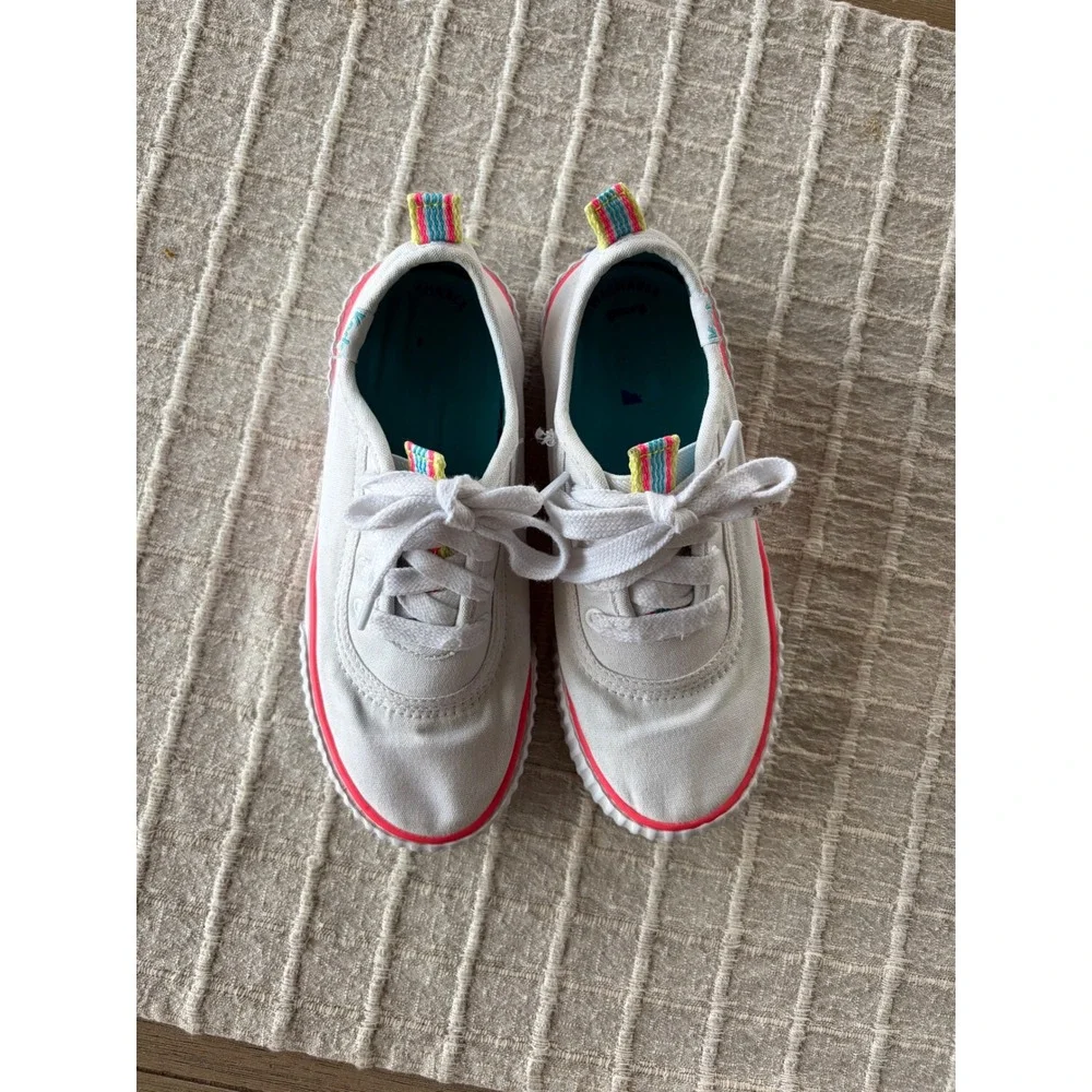 Keds Jump Kick Kids White Canvas Sneakers Rainbow Trim Pink Stripe Size 13M